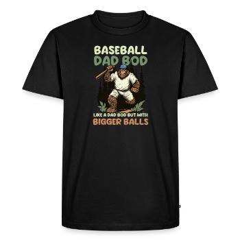 Baseball Dad Baseball Dad Bod Bigger Balls - Men's Premium Organic T-Shirt - black - Front - Nico (187cm)