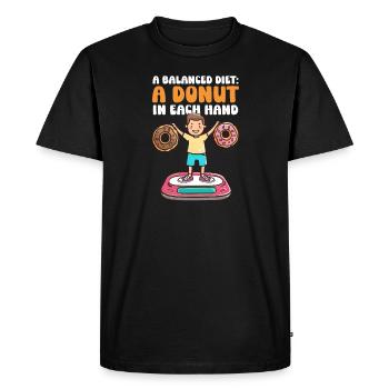 Amateur de beignets Une alimentation équilibrée : un beignet dans chaque main - T-shirt Premium bio Homme - noir - Devant - Nico (187cm)