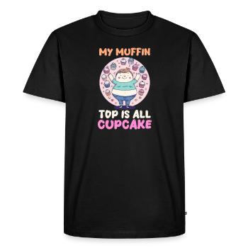 Cupcake Lover My Muffin Top is All Cupcake - Men's Premium Organic T-Shirt - black - Front - Nico (187cm)