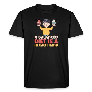Amateur de cupcakes Un petit gâteau équilibré à la main - T-shirt Premium bio Homme - noir - Devant - Nico (187cm)
