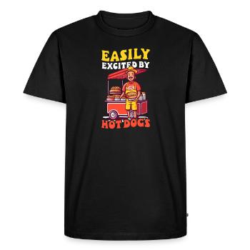 Hot Dog excité par un vendeur de hot-dogs - T-shirt Premium bio Homme - noir - Devant - Nico (187cm)