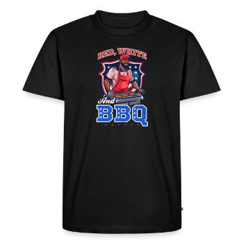 4 juillet BBQ rouge blanc BBQ - T-shirt Premium bio Homme - noir - Devant - Nico (187cm)