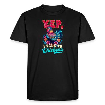 Producteur de poulets Oui, parlez au poulet - T-shirt Premium bio Homme - noir - Devant - Nico (187cm)