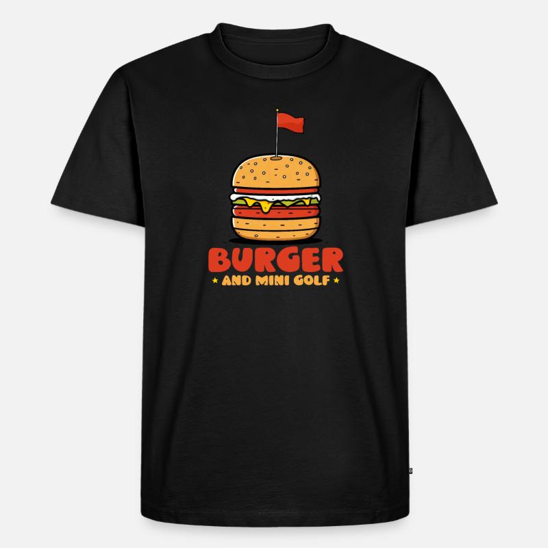 Burger und Minigolf - Männer Premium Bio T-Shirt - Schwarz