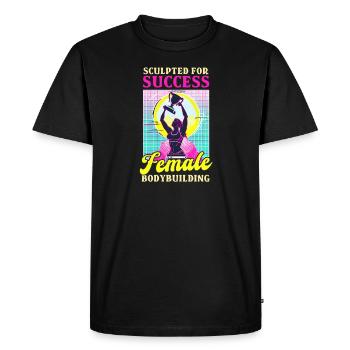 Female Bodybuilder Sculpted for Success - Men's Premium Organic T-Shirt - black - Front - Nico (187cm)