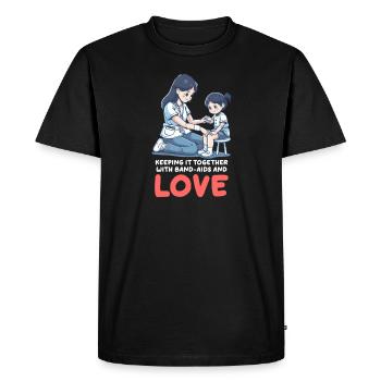 Maman infirmière gardant ensemble des pansements et de l’amour - T-shirt Premium bio Homme - noir - Devant - Nico (187cm)