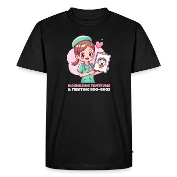 Nurse Mom Diagnosing Tantrums & Treating Boo-boos - Men's Premium Organic T-Shirt - black - Front - Nico (187cm)