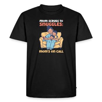 Maman infirmière des gommages aux câlins : maman est de garde - T-shirt Premium bio Homme - noir - Devant - Nico (187cm)