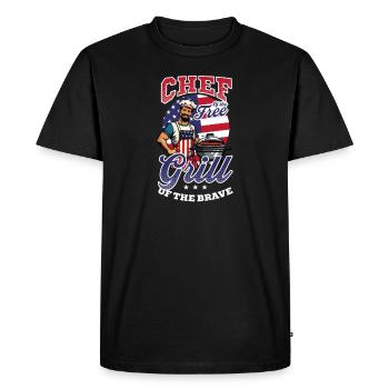 Chef patriotique Chef gratuit, Griller courageux - T-shirt Premium bio Homme - noir - Devant - Nico (187cm)