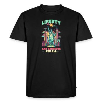 Patriotic Chef Liberty and Barbecue for All - Men's Premium Organic T-Shirt - black - Front - Nico (187cm)