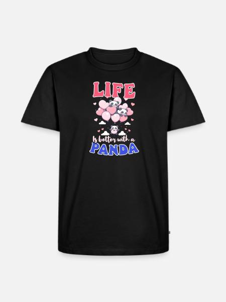 Panda Better With Panda - Men's Premium Organic T-Shirt - black