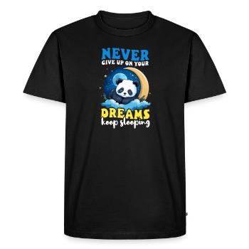 Panda n’abandonne jamais ses rêves continue de dormir - T-shirt Premium bio Homme - noir - Devant - Nico (187cm)