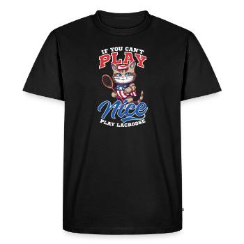 4th Of July Lacrosse Cat Play Lacrosse - Men's Premium Organic T-Shirt - black - Front - Nico (187cm)