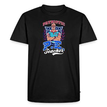 4th Of July PE Teacher Patriotic PE Teacher - Men's Premium Organic T-Shirt - black - Front - Nico (187cm)