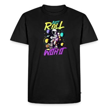 Roller Derby Roll With It Astronaut - Men's Premium Organic T-Shirt - black - Front - Nico (187cm)