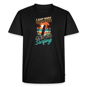 Surfer Want Leave Go Surfing - Men's Premium Organic T-Shirt - black - Front - Nico (187cm)