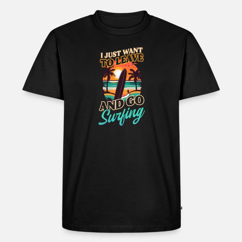 Surfeur veut partir surfer - T-shirt Premium bio Homme - noir