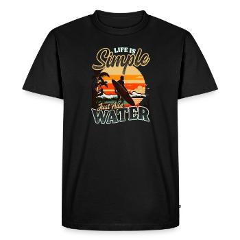 Surfer Simple Add Water - Men's Premium Organic T-Shirt - black - Front - Nico (187cm)