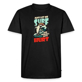 Surfer Let Me Surf Hurt Shark - Men's Premium Organic T-Shirt - black - Front - Nico (187cm)