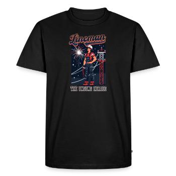 Joueur de ligne patriotique Lineman : Les héros méconnus - T-shirt Premium bio Homme - noir - Devant - Nico (187cm)