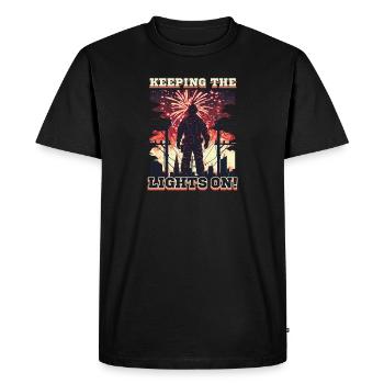 Patriotic Lineman garde les lumières allumées ! - T-shirt Premium bio Homme - noir - Devant - Nico (187cm)
