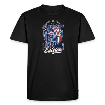Patriote Patriotic Lineman High Voltage Patriotisme - T-shirt Premium bio Homme - noir - Devant - Nico (187cm)