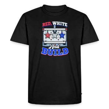 Patriotic 3D Printing Red, White, and Build - Men's Premium Organic T-Shirt - black - Front - Nico (187cm)