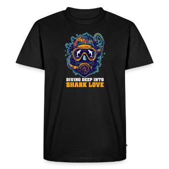 Biologiste amoureux des requins plongeant dans l’amour des requins - T-shirt Premium bio Homme - noir - Devant - Nico (187cm)