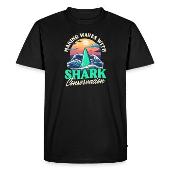 Biologiste Amoureux des requins Vagues Conservation des requins - T-shirt Premium bio Homme - noir - Devant - Nico (187cm)