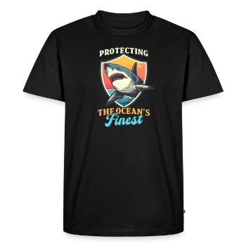 Biologiste amoureux des requins protégeant les fines de l’océan - T-shirt Premium bio Homme - noir - Devant - Nico (187cm)