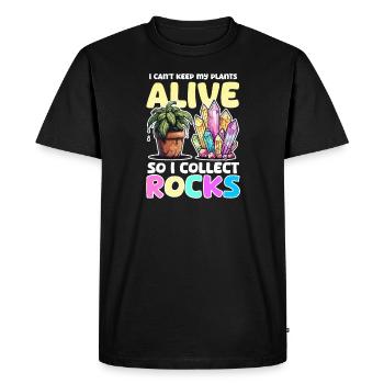 Crystal Collector Can't Keep Plants Collect Rocks - Men's Premium Organic T-Shirt - black - Front - Nico (187cm)