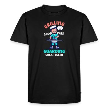 Dentiste patriotique grillant une bonne garde, grand tee-shirt - T-shirt Premium bio Homme - noir - Devant - Nico (187cm)
