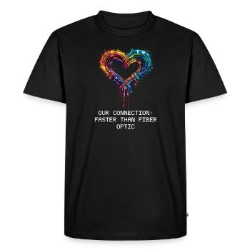 Geek Love Our Connection: Faster Than Fiber Optic - Men's Premium Organic T-Shirt - black - Front - Nico (187cm)