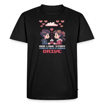 Geek Love Our Love Story Started with a Shared Dri - Men's Premium Organic T-Shirt - black - Front - Nico (187cm)