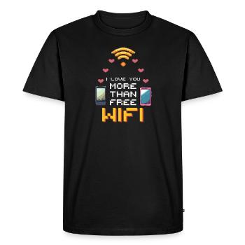 Geek Love I Love You More Than Free Wi-Fi - Men's Premium Organic T-Shirt - black - Front - Nico (187cm)