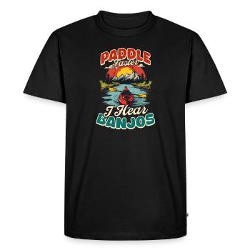Kayak Paddle Plus vite, j’entends des banjos - T-shirt Premium bio Homme - noir - Devant - Nico (187cm)