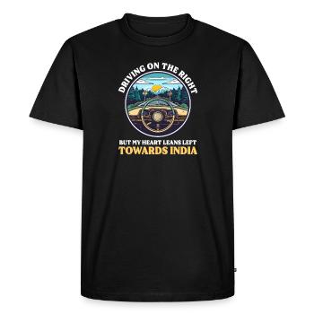 American Indian Driving Right Heart Leans Left Ind - Men's Premium Organic T-Shirt - black - Front - Nico (187cm)