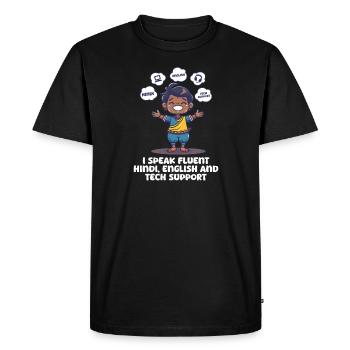 American Indian Speak Hindi, English Tech Support - Men's Premium Organic T-Shirt - black - Front - Nico (187cm)