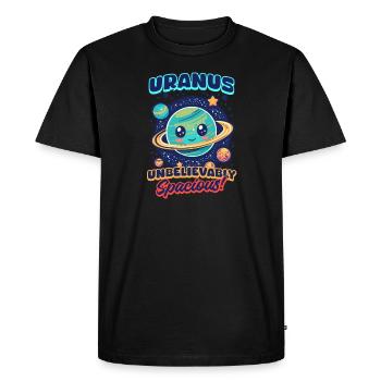Uranus Uranus: Unbelievably Spacious! - Men's Premium Organic T-Shirt - black - Front - Nico (187cm)