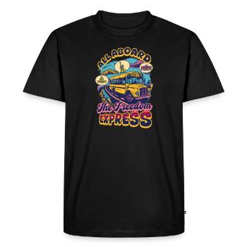Un chauffeur de bus patriotique à bord du Freedom Expres - T-shirt Premium bio Homme - noir - Devant - Nico (187cm)