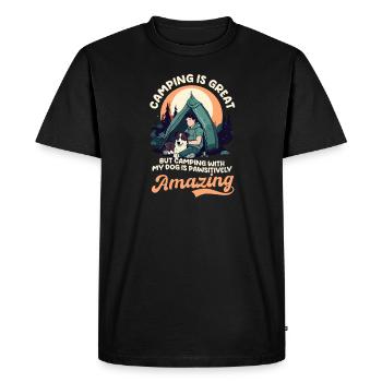 Le camping amusant avec un chien est génial - T-shirt Premium bio Homme - noir - Devant - Nico (187cm)