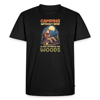 Camping drôle Camping sans bière assis dans le bois - T-shirt Premium bio Homme - noir - Devant - Nico (187cm)