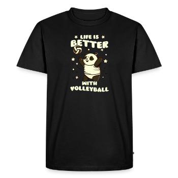 Le joueur de volley-ball est meilleur avec le volley-ball - T-shirt Premium bio Homme - noir - Devant - Nico (187cm)