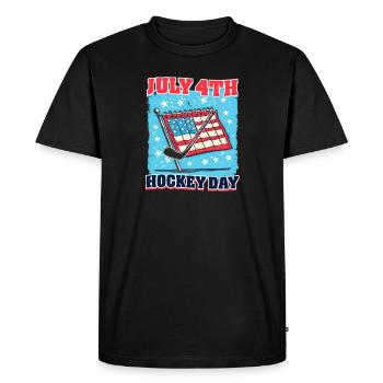 4th Of July Hockey July 4th: Hockey Day - Men's Premium Organic T-Shirt - black - Front - Nico (187cm)