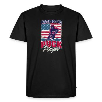 Joueur de rondelle patriotique de hockey du 4 juillet - T-shirt Premium bio Homme - noir - Devant - Nico (187cm)