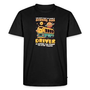 Bus Driver Having Power Stop Traffic - Men's Premium Organic T-Shirt - black - Front - Nico (187cm)