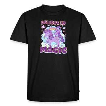 Fibrose kystique : Croyez en la magie - T-shirt Premium bio Homme - noir - Devant - Nico (187cm)