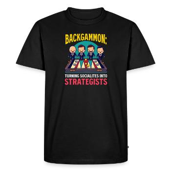 Funny Backgammon Turning Socialites into Strategis - Men's Premium Organic T-Shirt - black - Front - Nico (187cm)