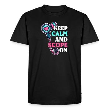 GI Nurse Keep Calm and Scope On - Men's Premium Organic T-Shirt - black - Front - Nico (187cm)
