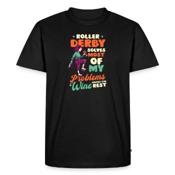 Roller Derby Solves Most Of Problems Wine Rest - Men's Premium Organic T-Shirt - black - Front - Nico (187cm)